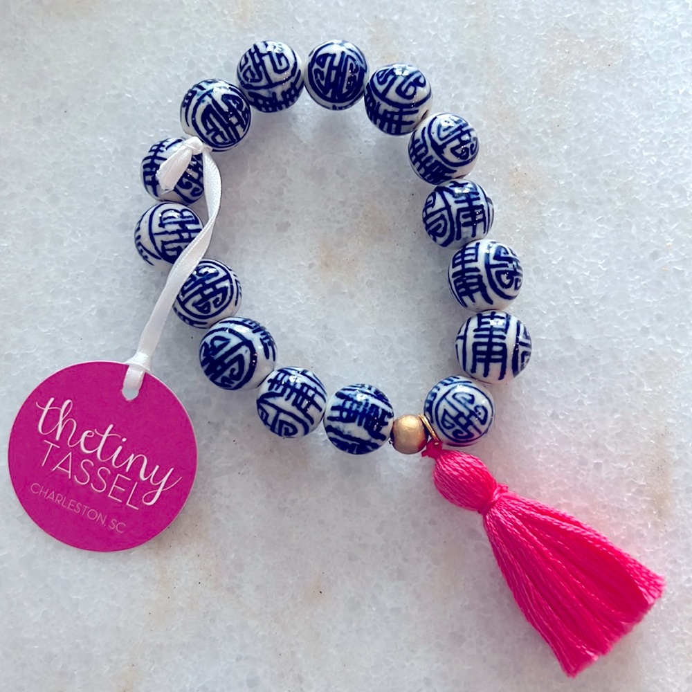 Adorable tassel bracelet from The Tiny Tassel in Charleston SC!